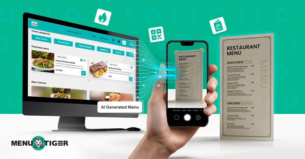 From Printed To Digital MENU TIGER AI Menu Maker Explained w logo
