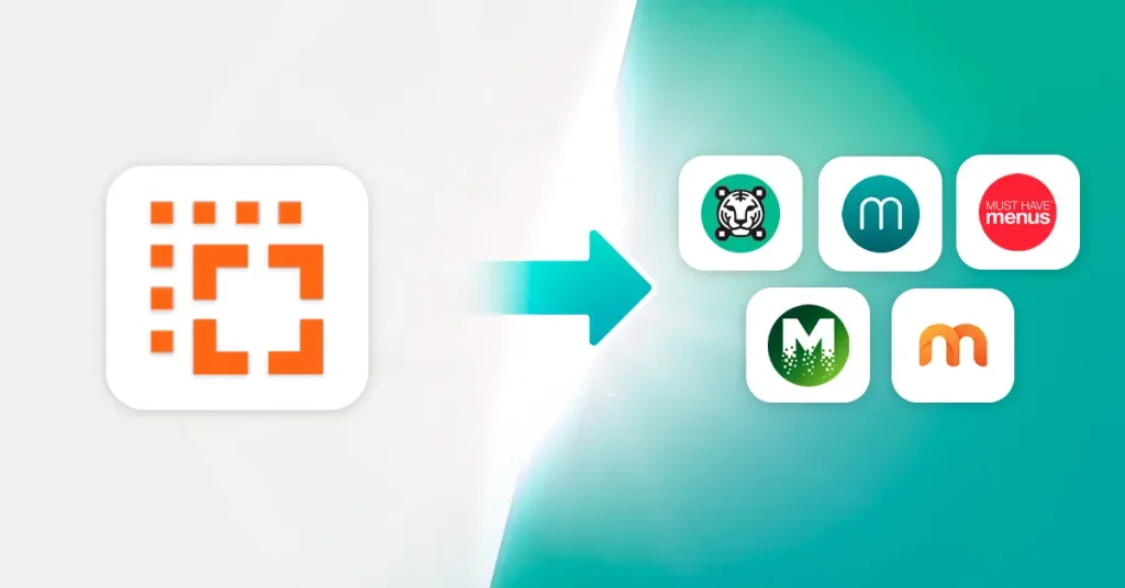 iMenuPro logo pointing to five digital menu alternatives.