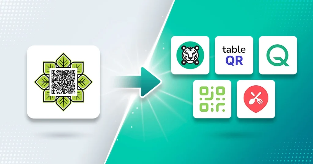 SproutQR logo pointing to five QR code menu system alternatives.
