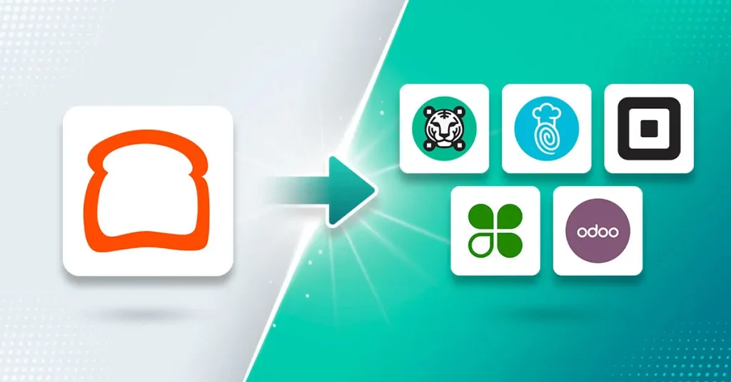 Toast logo pointing to five POS system alternatives.